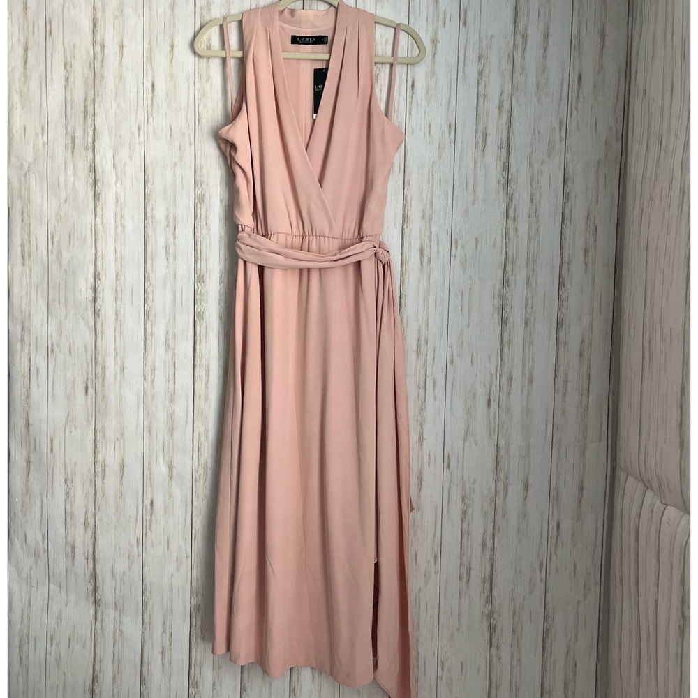 Lauren Ralph Lauren Georgette Pale Pink Halter Dress - Picture 6 of 15